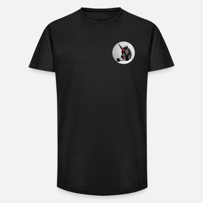 Dämonisches Einhornkopf-Design - Long Fit Männer T-Shirt - Schwarz