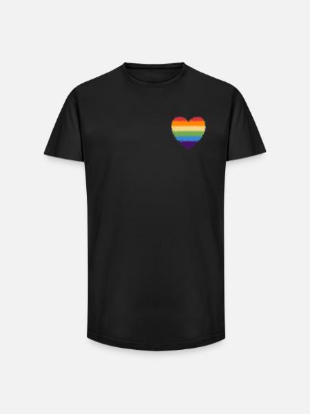 Swirled rainbow heart logo - Long Fit Men's T-Shirt - black