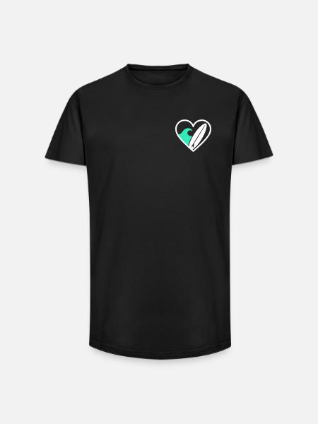 Surf Heart Board Wave Ocean Gift - Long Fit Men's T-Shirt - black