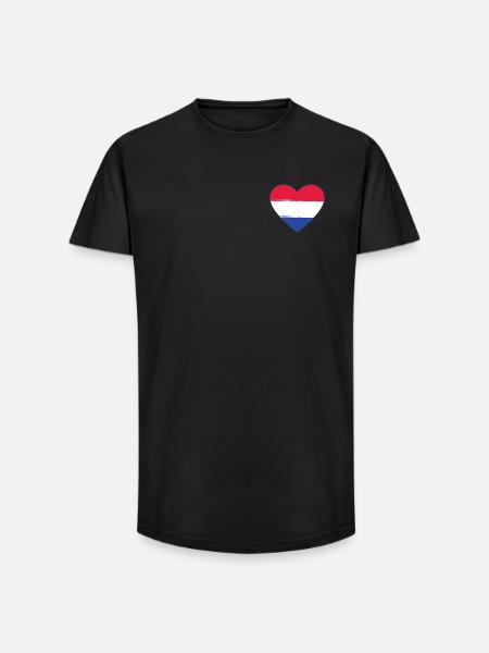 Holland Flag Heart used - Long Fit Men's T-Shirt - black