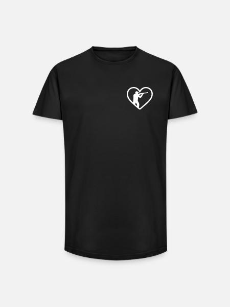 Herz-Jagd – Jäger-Silhouetten-Design - Long Fit Männer T-Shirt - Schwarz