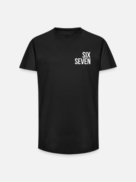 67 "six seven" text - Long Fit Männer T-Shirt - Schwarz