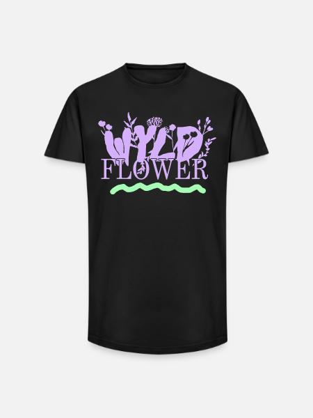 Wyld Flower – Boho Vibes - Long Fit Männer T-Shirt - Schwarz