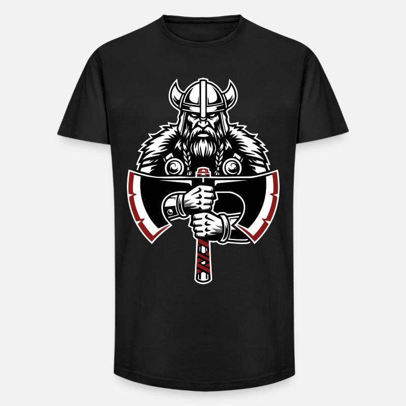 Wikinger-Schild-Runen Keltische Knoten-Maskottchen - Long Fit Männer T-Shirt - Schwarz
