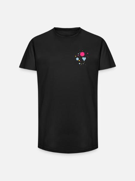 Farbkleckse,Tropfen und Herz - Long Fit Männer T-Shirt - Schwarz
