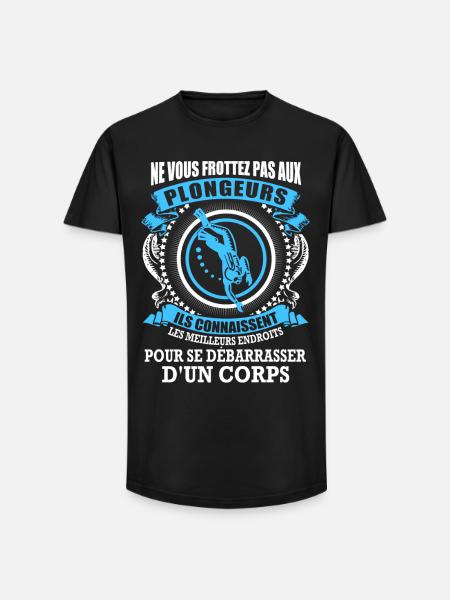 Plongeurs et corps - T-shirt coupe longue homme - noir
