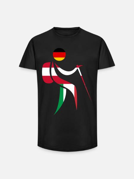 Alpenüberquerung E5 Wandern - Long Fit Männer T-Shirt - Schwarz