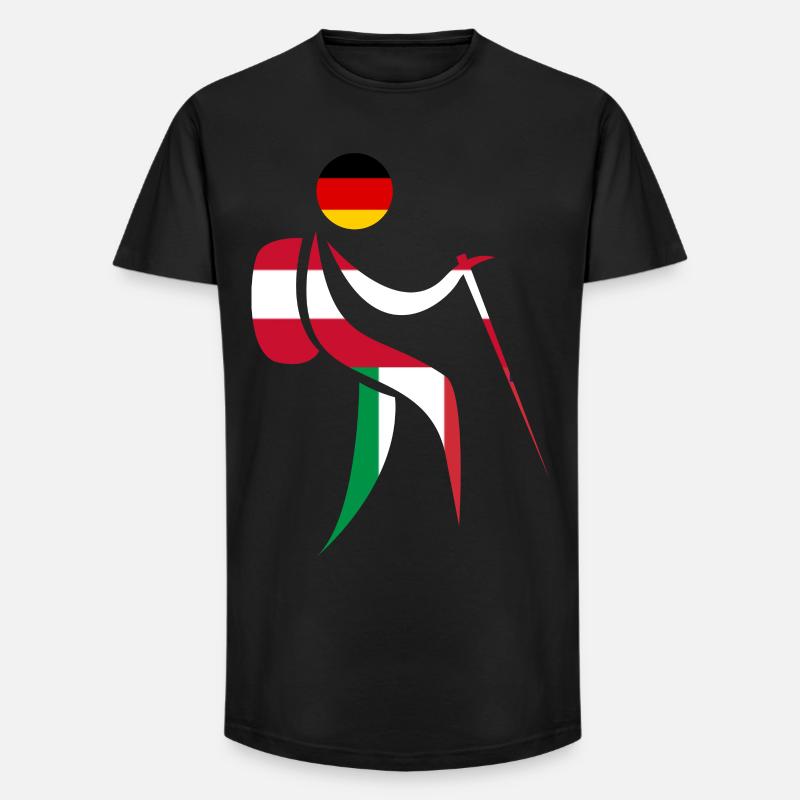 Alpenüberquerung E5 Wandern - Long Fit Männer T-Shirt - Schwarz