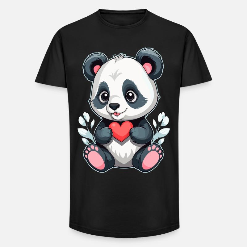 Panda mit Herz - Long Fit Männer T-Shirt - Schwarz