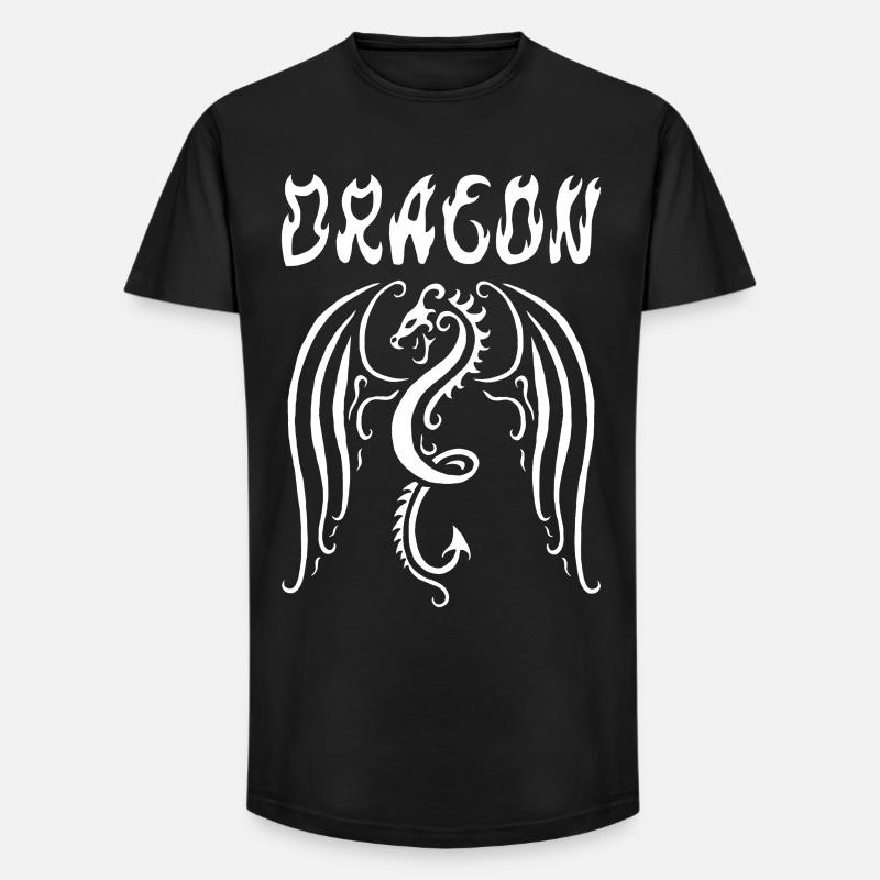 Weißer Drache - Long Fit Männer T-Shirt - Schwarz