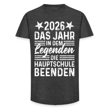 2026 Fin de l’année à la Legends Hauptschule - T-shirt coupe longue homme - charbon - Devant - AI Model Male 185 light (185cm)