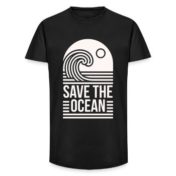 Save the ocean protection conservation quotes - Long Fit Men's T-Shirt - black - Front - AI Model Male 185 light (185cm)