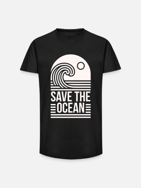Save the ocean protection conservation quotes - Long Fit Men's T-Shirt - black