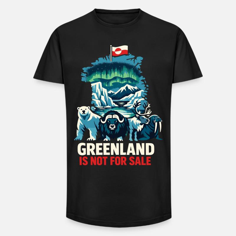 Grønland Ikke Til Salg Skjorteflag Gave - Long fit herre T-shirt - sort