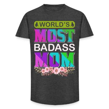 World's Badass Mom – Mutiges, florales Muttertagsgeschenk - Long Fit Männer T-Shirt - Anthrazit - Vorne - AI Model Male 185 light (185cm)