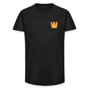 Katze In Der Brusttasche - Long Fit Männer T-Shirt - Schwarz - Vorne - AI Model Male 185 light (185cm)