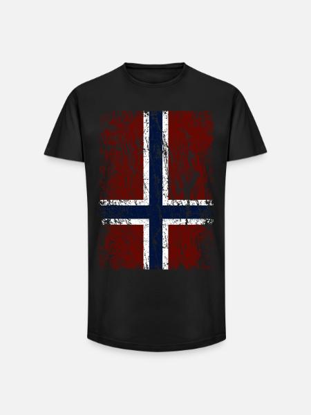 Norwegian flag upright (dark) - Long Fit Men's T-Shirt - black