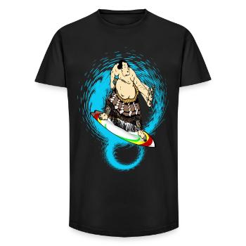 Sumo Surfer - Long Fit Männer T-Shirt - Schwarz - Vorne - AI Model Male 185 light (185cm)