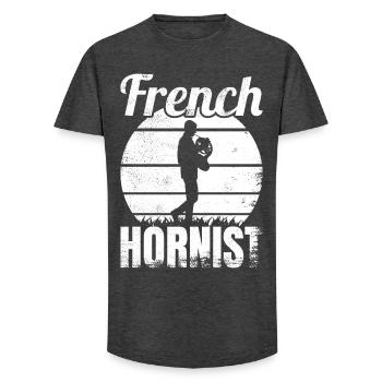Funny French Horn Player - Long Fit Men's T-Shirt - charcoal grey - Front - AI Model Male 185 light (185cm)