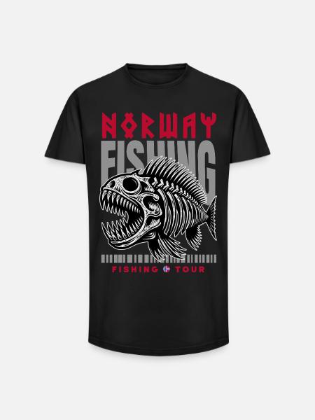 Norwegen Angeltour - Long Fit Männer T-Shirt - Schwarz