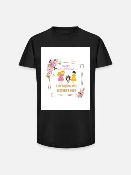 Mother's Love Floral Frame - Long Fit Men's T-Shirt - black