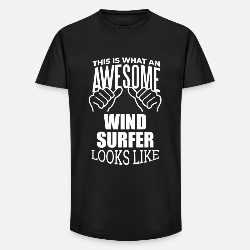Windsurfen - Long Fit Männer T-Shirt - Schwarz