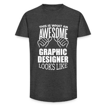 Graphic Designer - Long Fit Men's T-Shirt - charcoal grey - Front - AI Model Male 185 light (185cm)