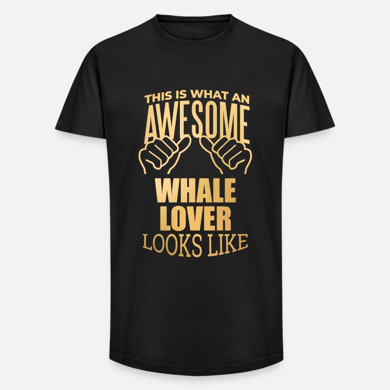 Wal - Long Fit Männer T-Shirt - Schwarz
