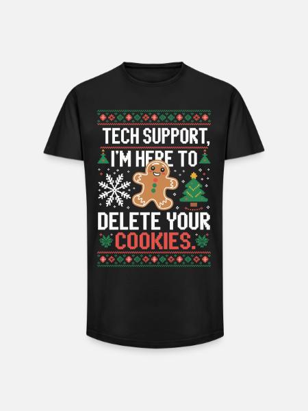 Tech Support Cookie Spruch - Long Fit Männer T-Shirt - Schwarz