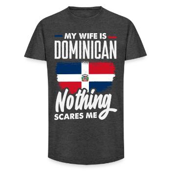 Drapeau de la République dominicaine Dom Rep Pride - T-shirt coupe longue homme - charbon - Devant - AI Model Male 185 light (185cm)