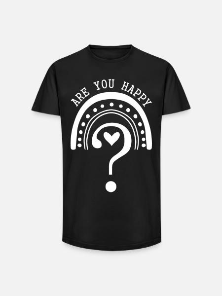 Are you happy? - Long Fit Men's T-Shirt - black