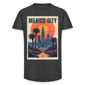 Mexiko-Stadt – Zócalo und Aztekische Geschichte - Long Fit Männer T-Shirt - Anthrazit - Vorne - AI Model Male 185 light (185cm)