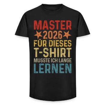 Master 2026 Abschluss T-Shirt - Long Fit Männer T-Shirt - Schwarz - Vorne - AI Model Male 185 light (185cm)