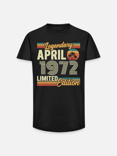 April 1972 54th Anniversary Gift - April 1972 - Long Fit Men's T-Shirt - black