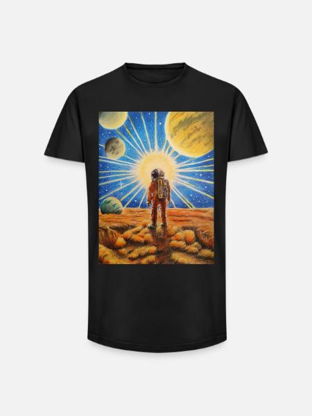 Astronaut on Mars - Long Fit Men's T-Shirt - black