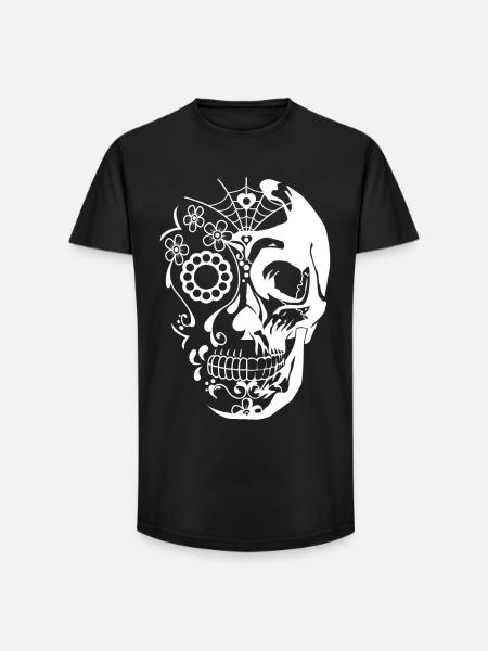 Skull White - Long Fit Men's T-Shirt - black