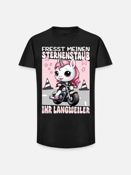 Unicorno in moto - T-shirt uomo a vestibilità lunga - nero