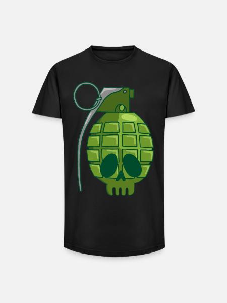 Crâne de grenade - T-shirt coupe longue homme - noir