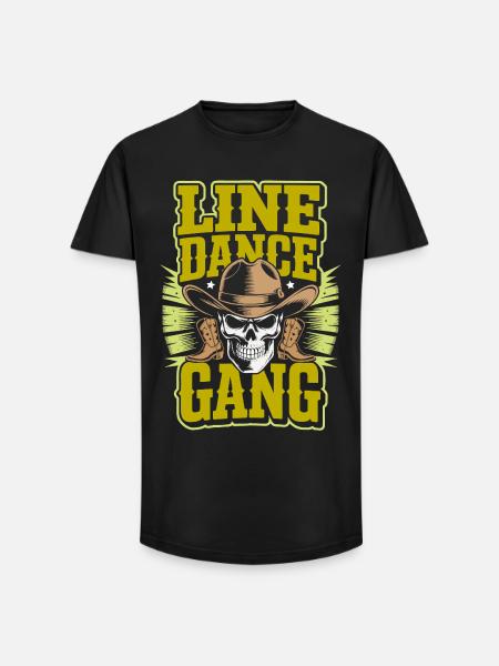 Line Dance Gang Skull Cowboy - Long Fit Men's T-Shirt - black