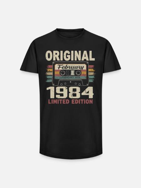 February 1984, February 1984 Birthday Gift - Long Fit Men's T-Shirt - black