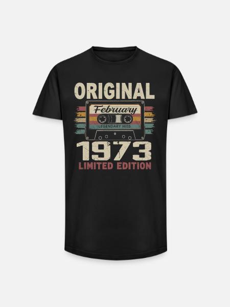 February 1973, February 1973 Birthday Gift - Long Fit Men's T-Shirt - black