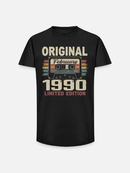 Février 1990, Cadeau d'Anniversaire février 1990 - T-shirt coupe longue homme - noir