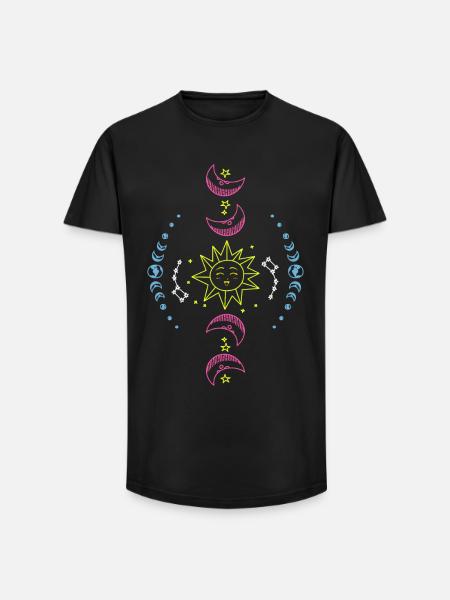 Soleil Lune et Terre - T-shirt coupe longue homme - noir