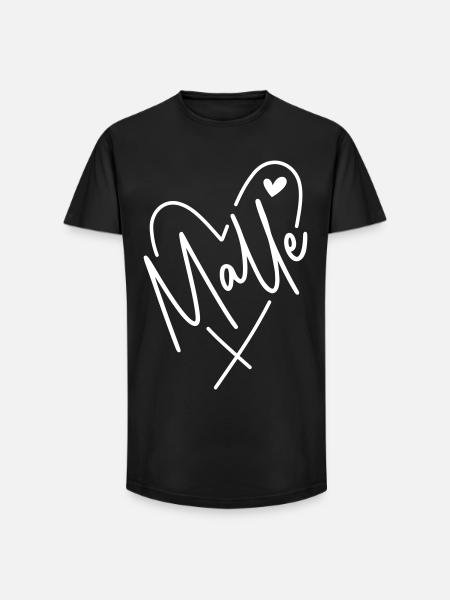 Malle Herz - Long Fit Männer T-Shirt - Schwarz