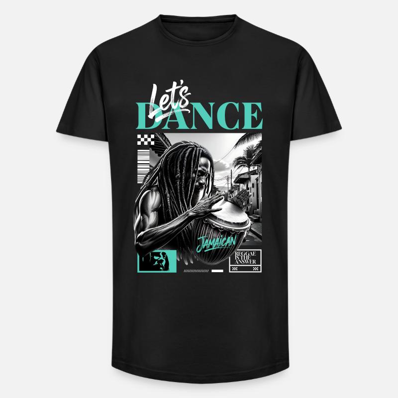 Lets Dance Jamaican Drummer - Long Fit Männer T-Shirt - Schwarz
