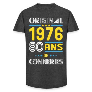 Original – 1976 – 50 years of - Long Fit Men's T-Shirt - charcoal grey - Front - AI Model Male 185 light (185cm)