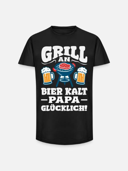 Grillmeister Geschenk Fleisch Wurst & Bier - Long Fit Männer T-Shirt - Schwarz