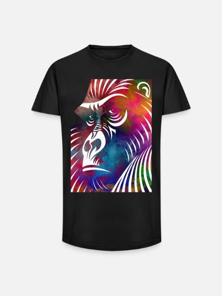 Porträt eines Gorilla - Long Fit Männer T-Shirt - Schwarz