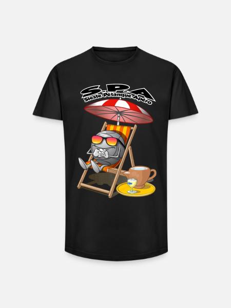 Sieste apéro pétanque - T-shirt coupe longue homme - noir