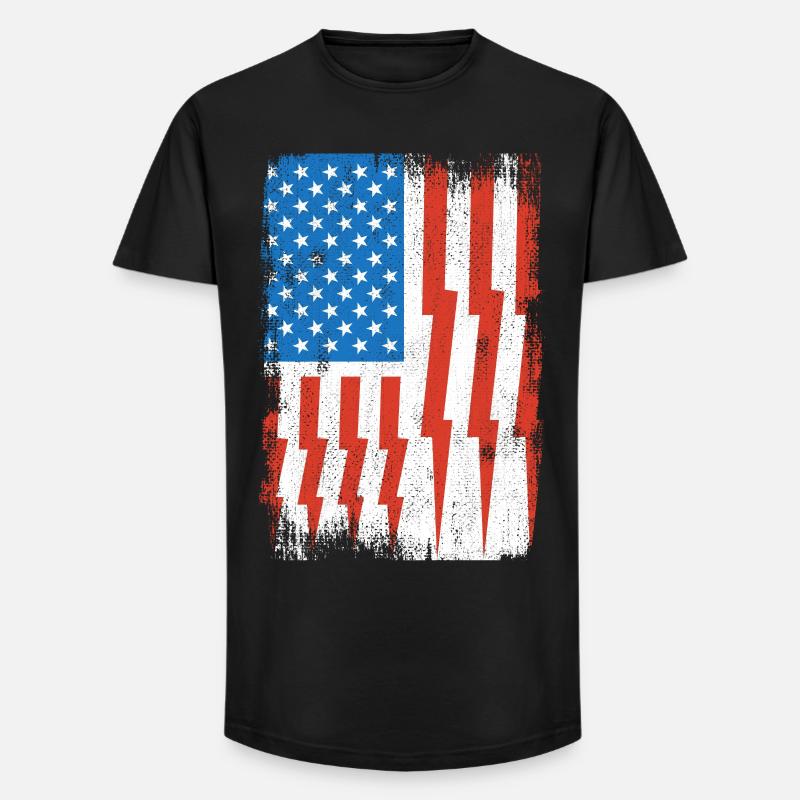 Elektriker US Flagge - Long Fit Männer T-Shirt - Schwarz
